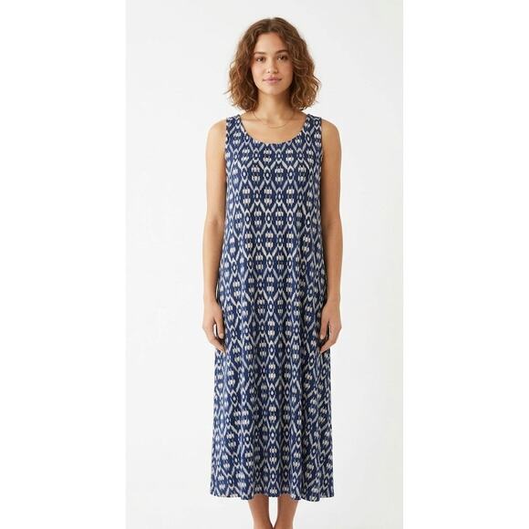 Old Navy Dresses & Skirts - OLD NAVY Women's Midi Dress 2XL Rayon Viscose Navy White Geometric Summer